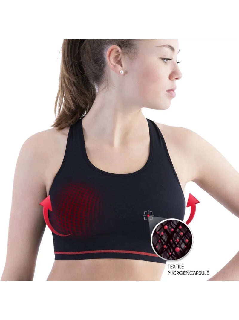 Brassière Running maintien modéré Noir Rouge - Kiabi