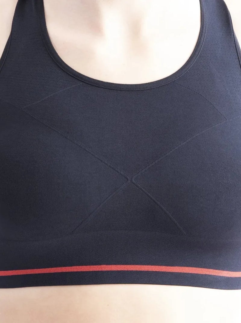 Brassière Running maintien modéré Noir Rouge - Kiabi