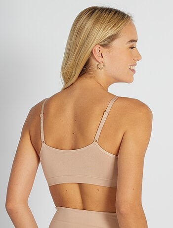 Brassière triangle côtelée - Rose beige - Kiabi - 12.00€