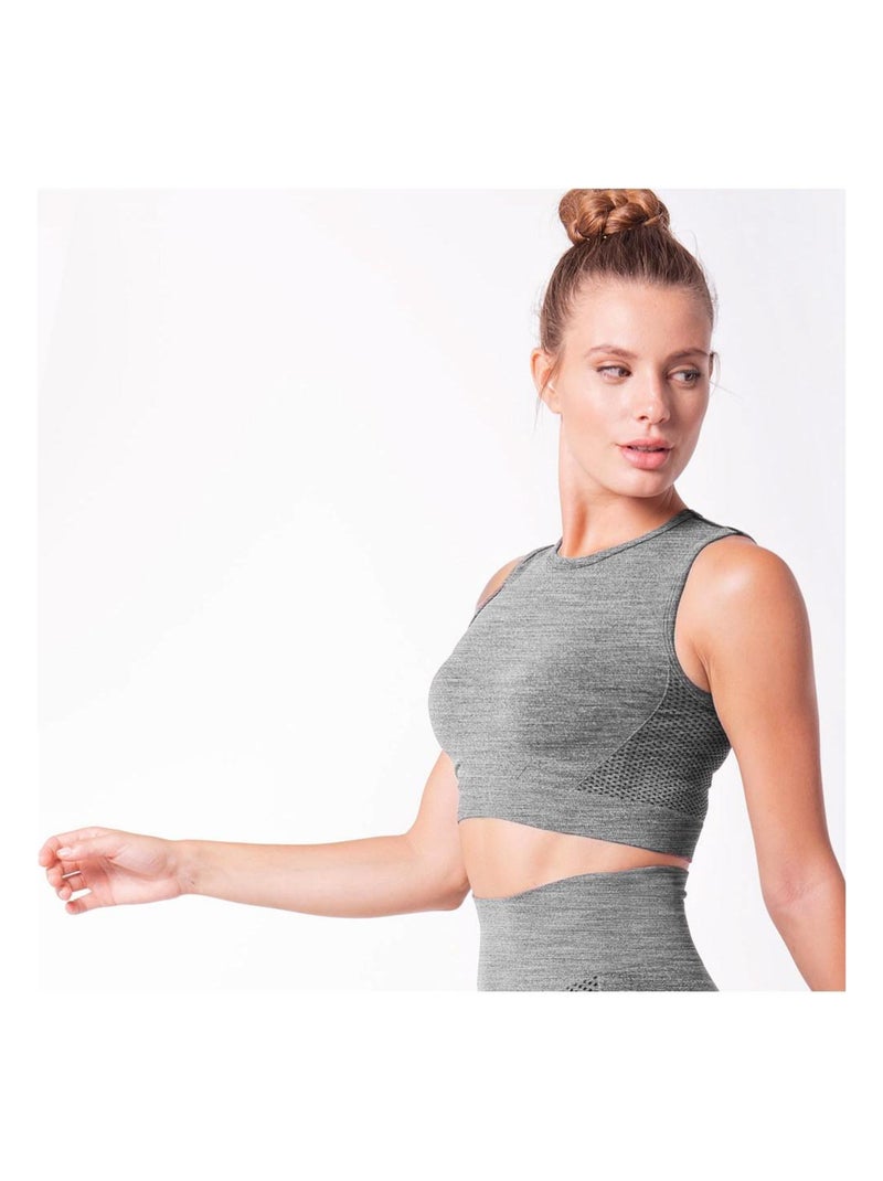 Brassière sans coutures Fitness Maintien élevé, Neptuno Gris Gris - Kiabi