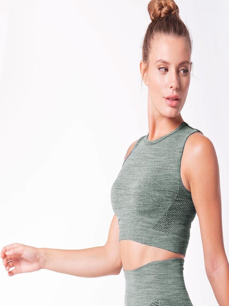 Brassière sans coutures Fitness Maintien élevé, Neptuno Vert - Kiabi