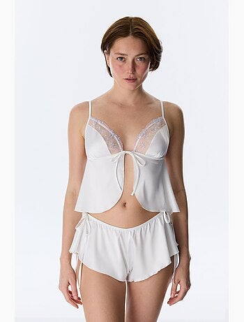 Brassière satin broderie cassée penti