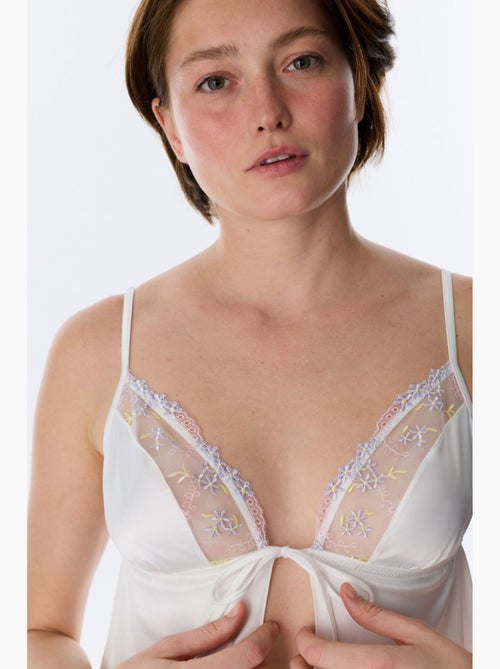 Brassière satin broderie cassée penti - Kiabi