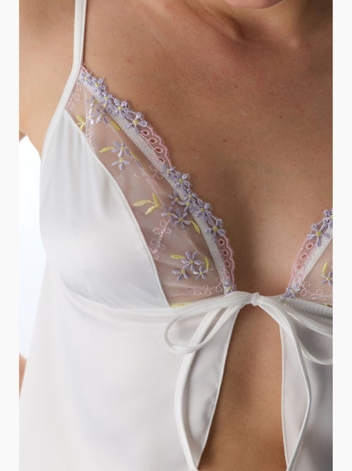 Brassière satin broderie cassée penti - Kiabi