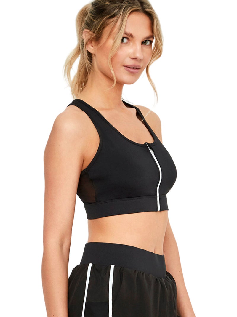 Brassière soutien-gorge de sport ouverture frontale st8 Noir - Kiabi