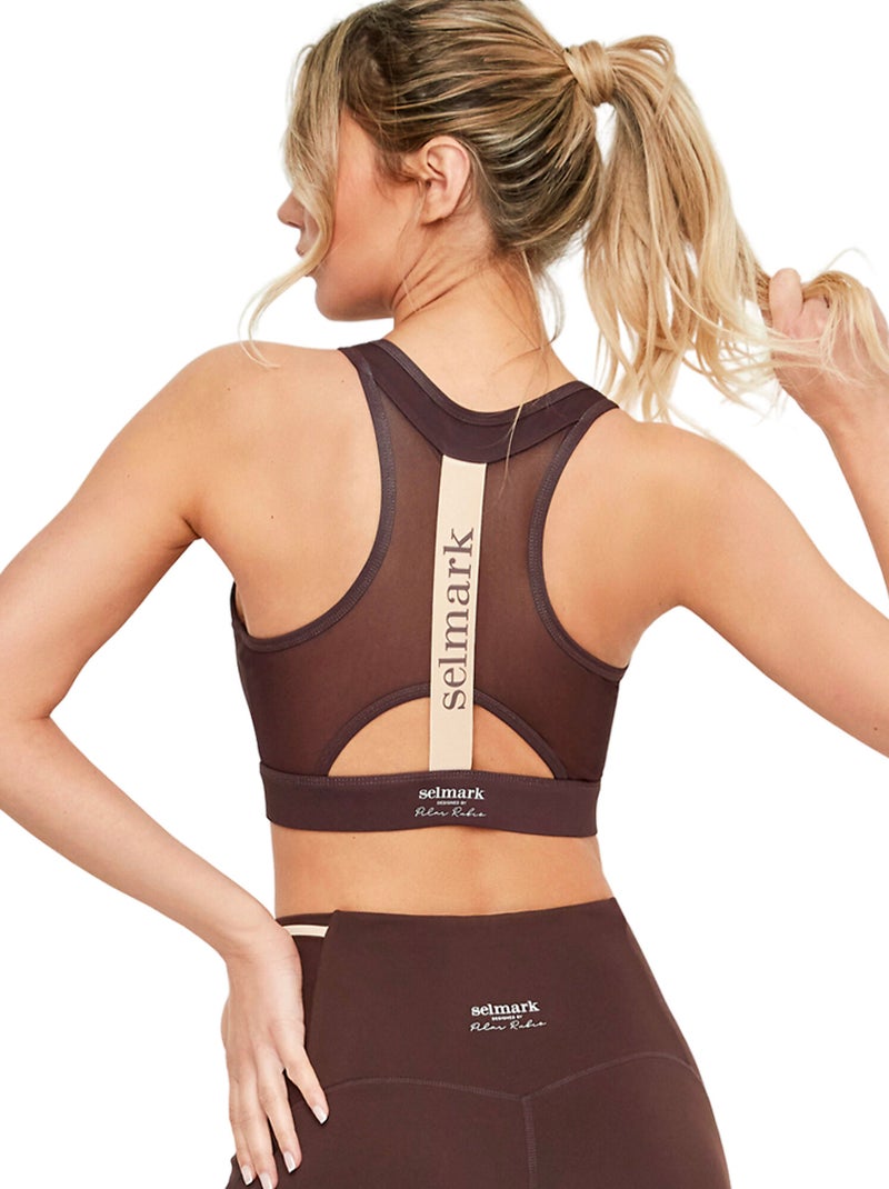 Brassière soutien-gorge de sport ouverture frontale tech st8 Marron - Kiabi