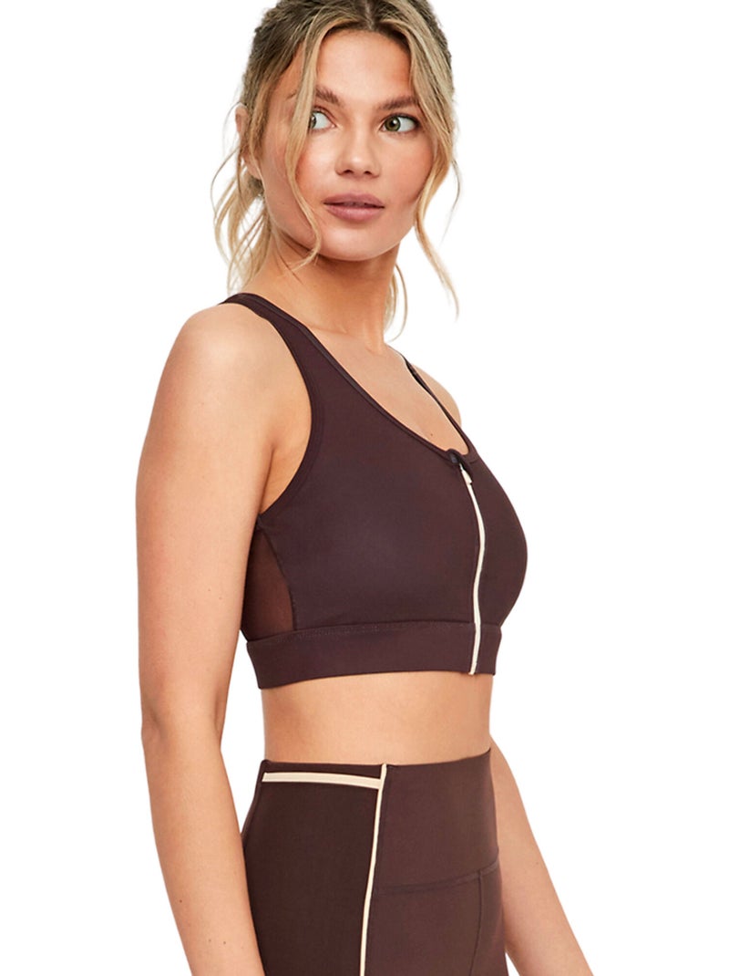 Brassière soutien-gorge de sport ouverture frontale tech st8 Marron - Kiabi