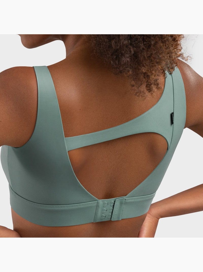 Brassière sport - maintien élevé fitness femme cross Gris Vert - Kiabi