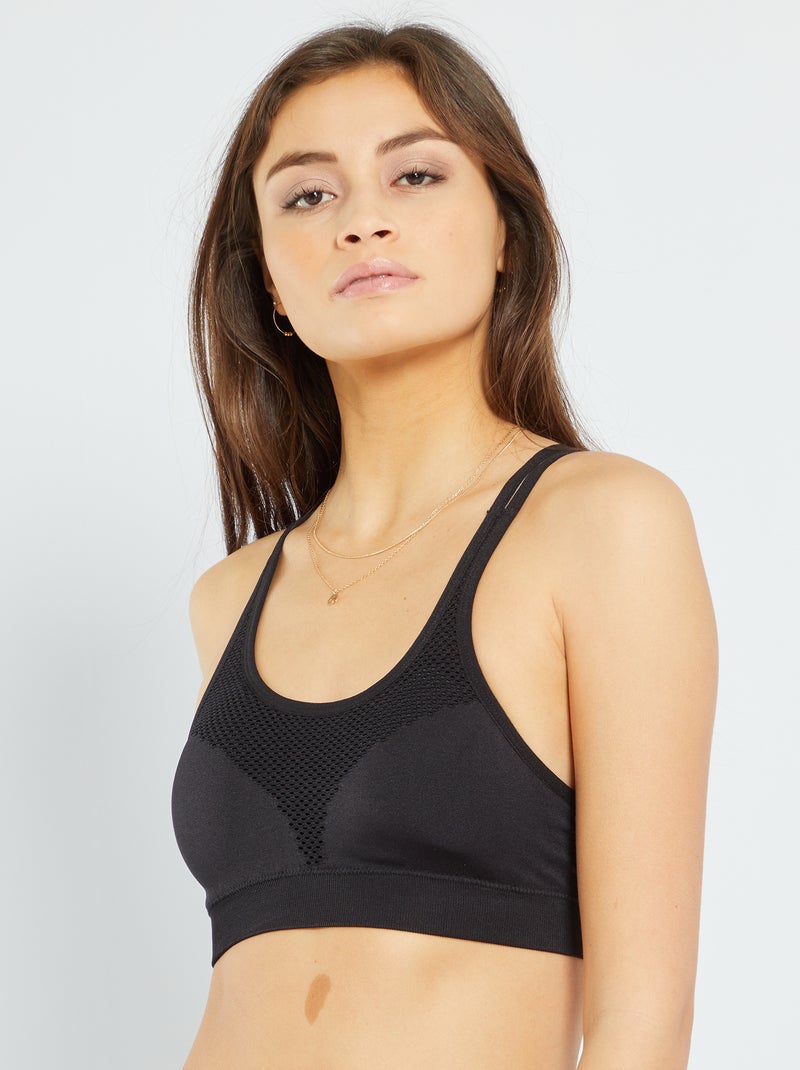 Brassière sport coques amovibles noir - Kiabi
