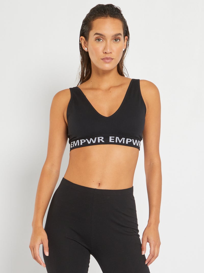 Brassière sport coques amovibles noir - Kiabi