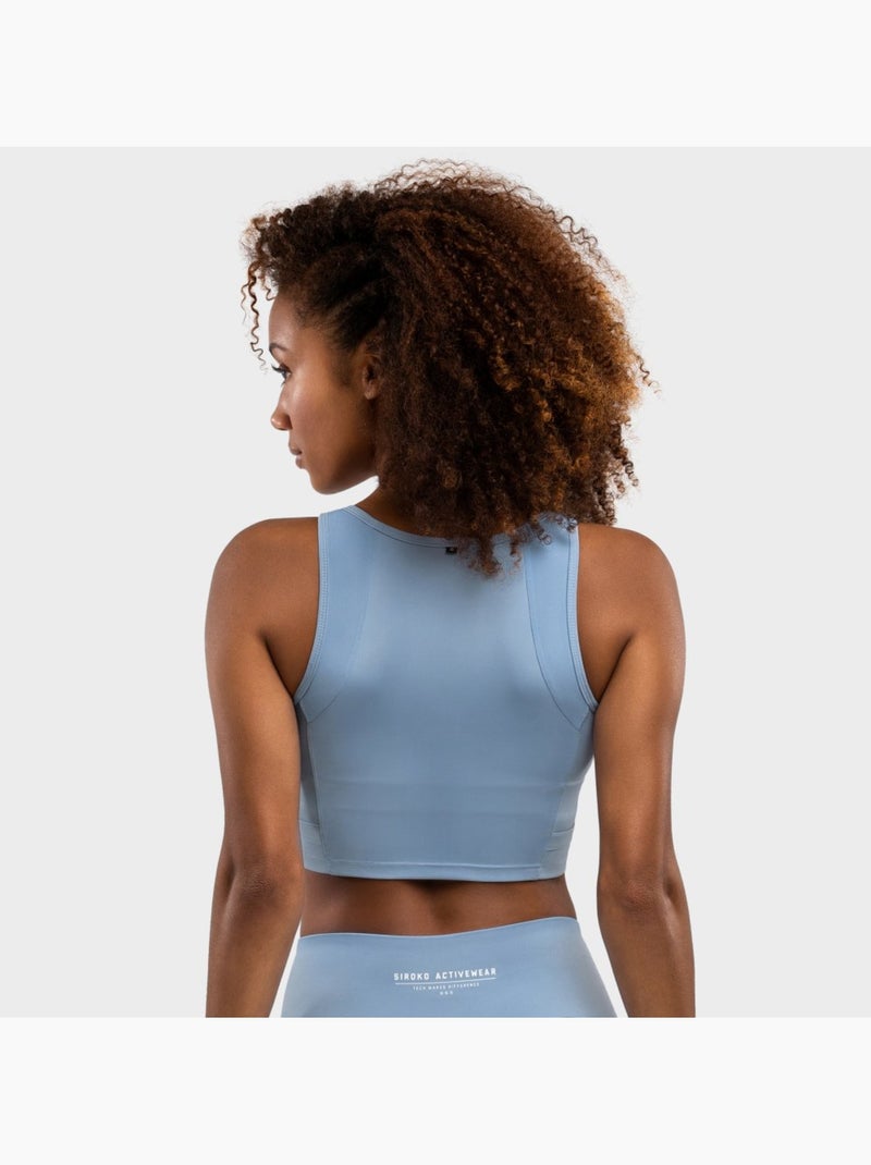 Brassière sport fitness femme crunch Bleu gris - Kiabi