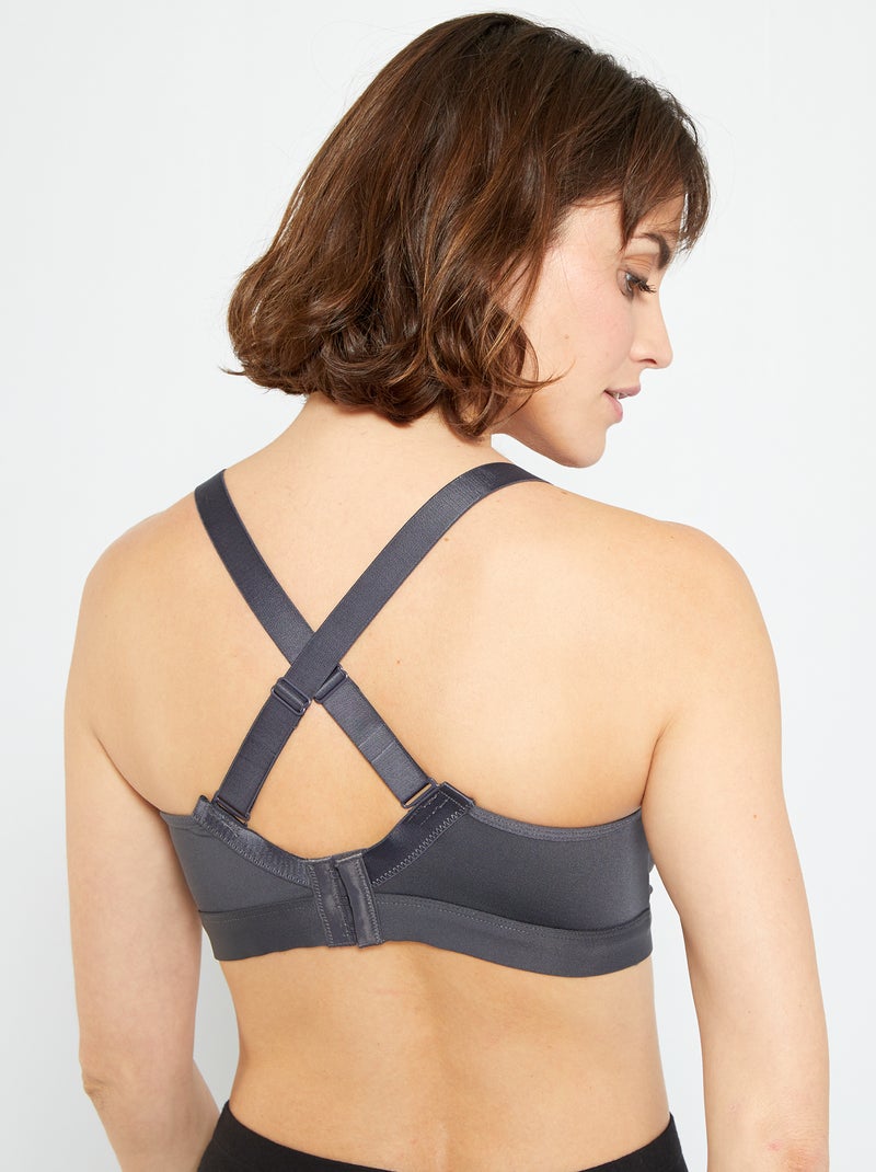 Brassière sport gris foncé - Kiabi