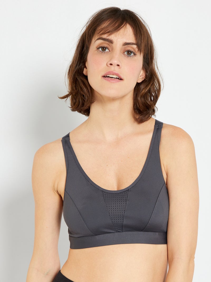 Brassière sport gris foncé - Kiabi
