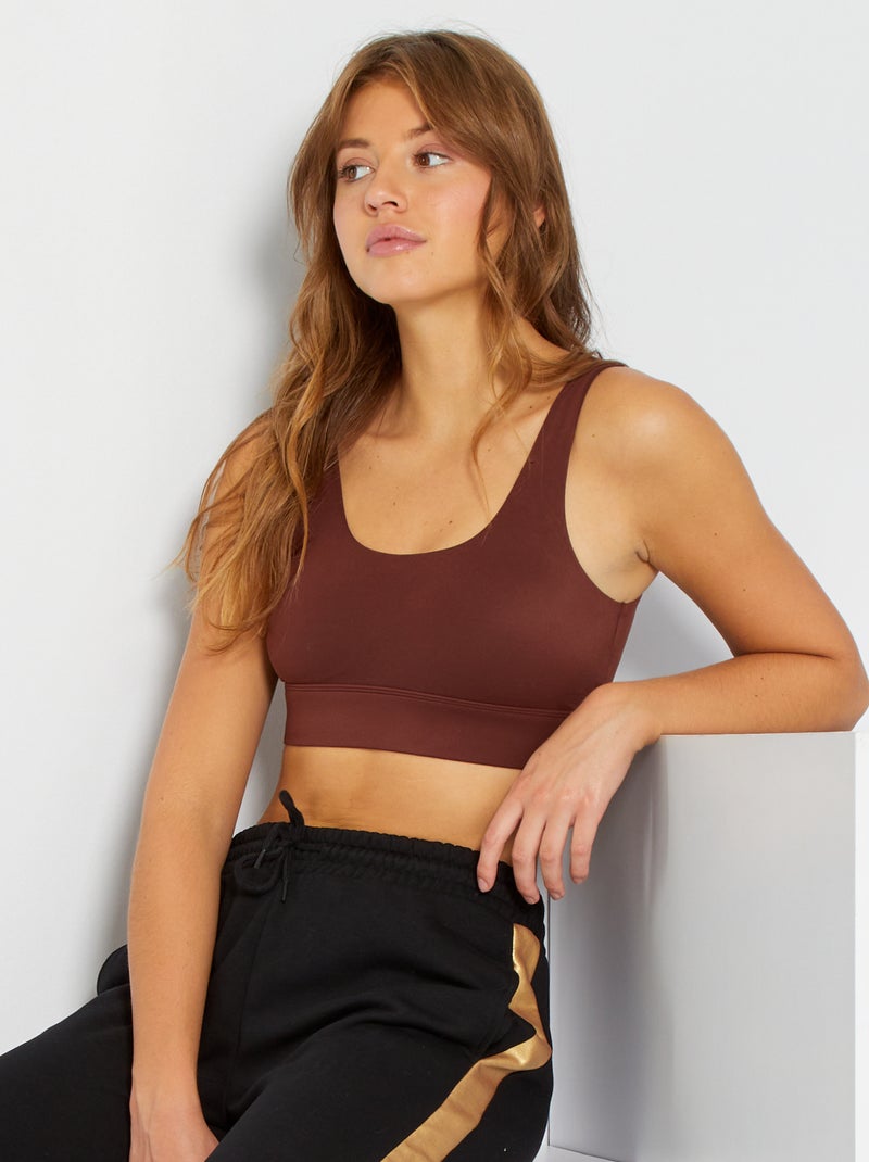 Brassière sport microfibre Marron - Kiabi
