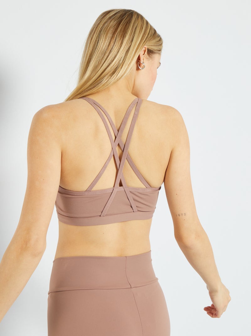 Brassière sport microfibre vieux rose - Kiabi
