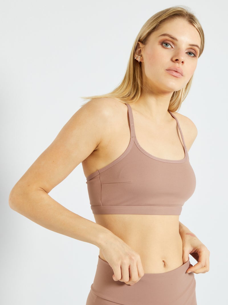 Brassière sport microfibre vieux rose - Kiabi