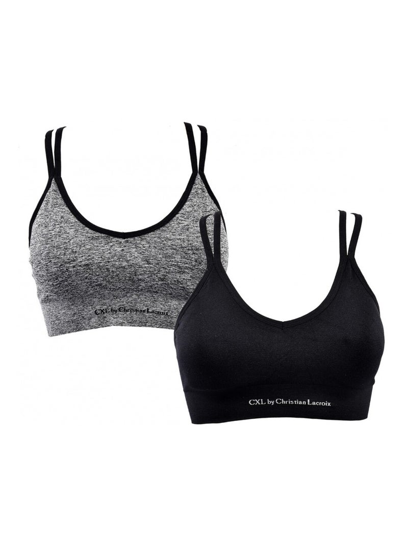 Brassiere Sportswear CXL By LACROIX - Pack de 2 Noir Gris anthracite - Kiabi