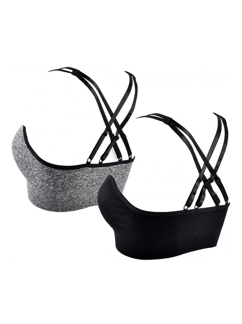 Brassiere Sportswear CXL By LACROIX - Pack de 2 Noir Gris anthracite - Kiabi