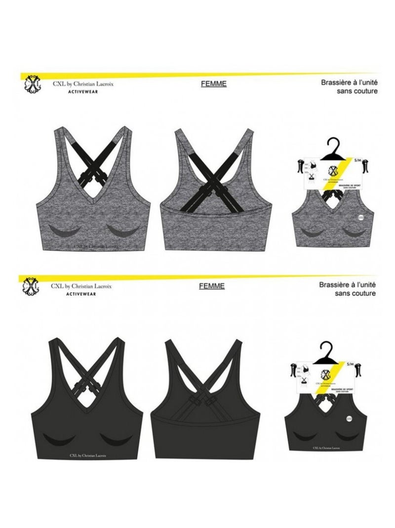 Brassiere Sportswear CXL By LACROIX - Pack de 2 Noir Gris anthracite - Kiabi