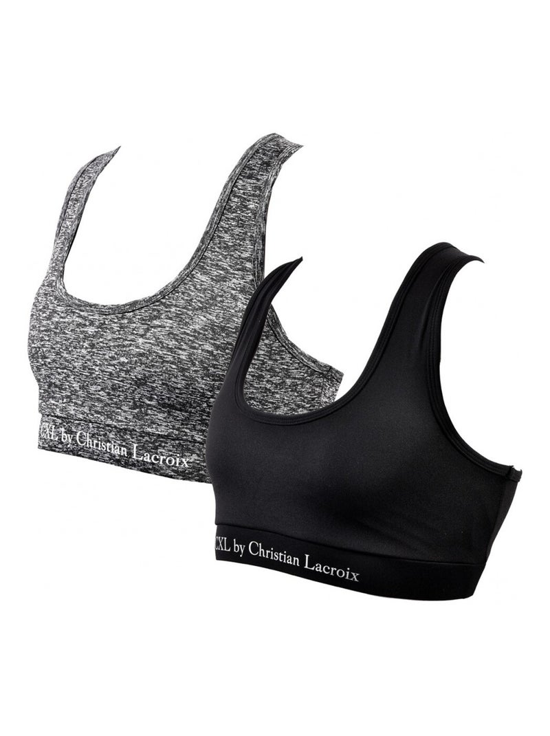 Brassiere Sportswear CXL By LACROIX X2 - Pack de 2 Gris Noir - Kiabi