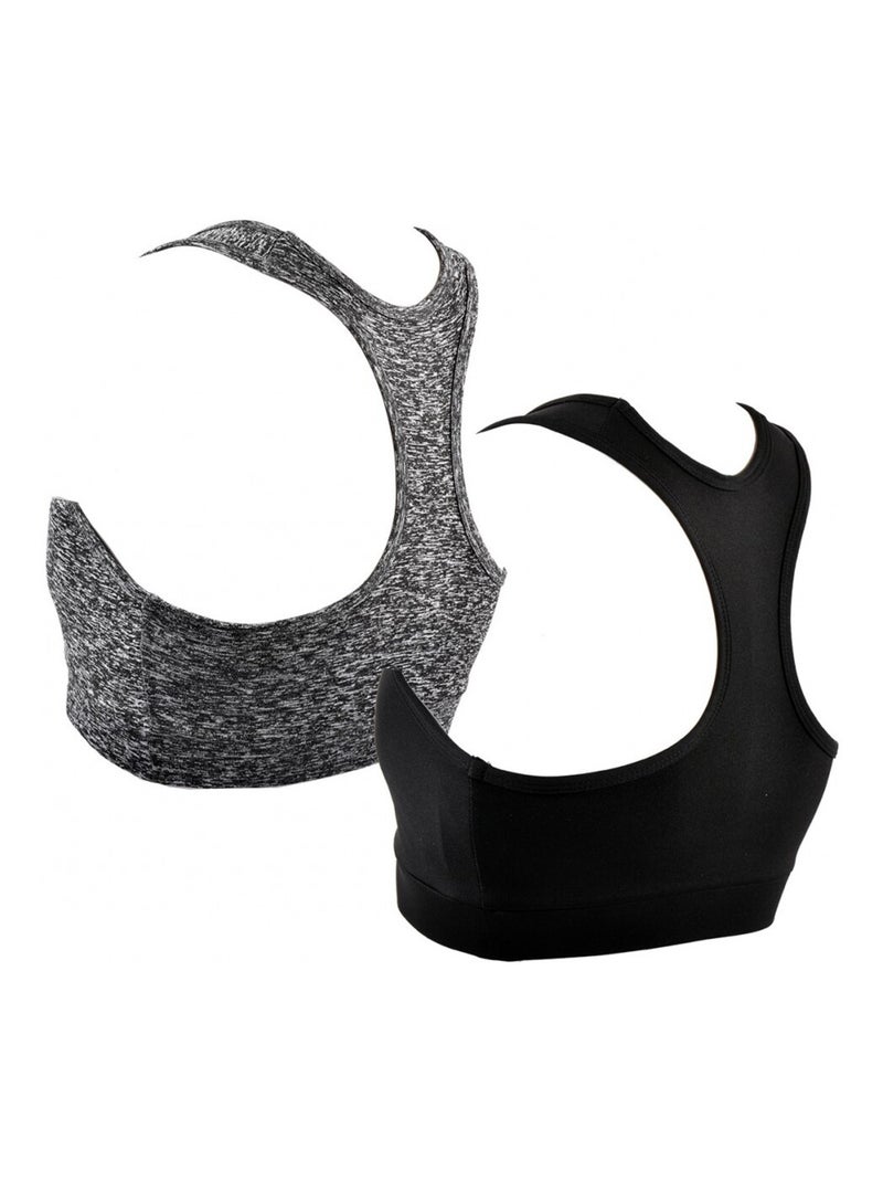 Brassiere Sportswear CXL By LACROIX X2 - Pack de 2 Gris Noir - Kiabi