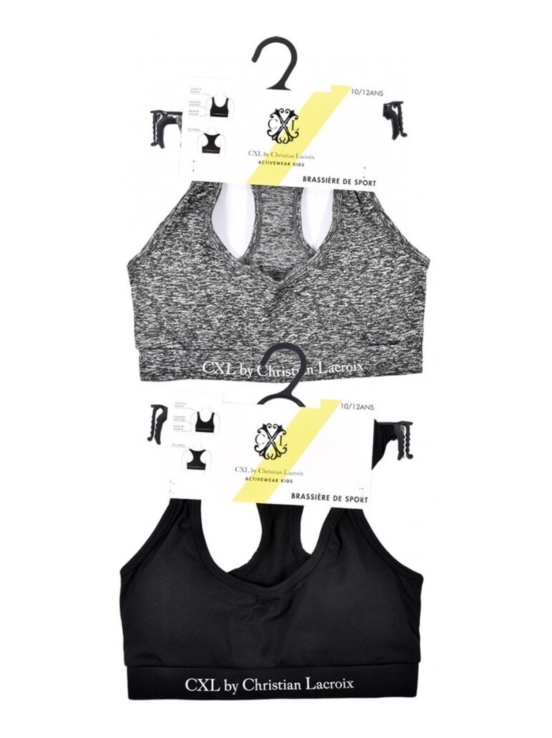 Brassiere Sportswear CXL By LACROIX X2 - Pack de 2 Gris Noir - Kiabi