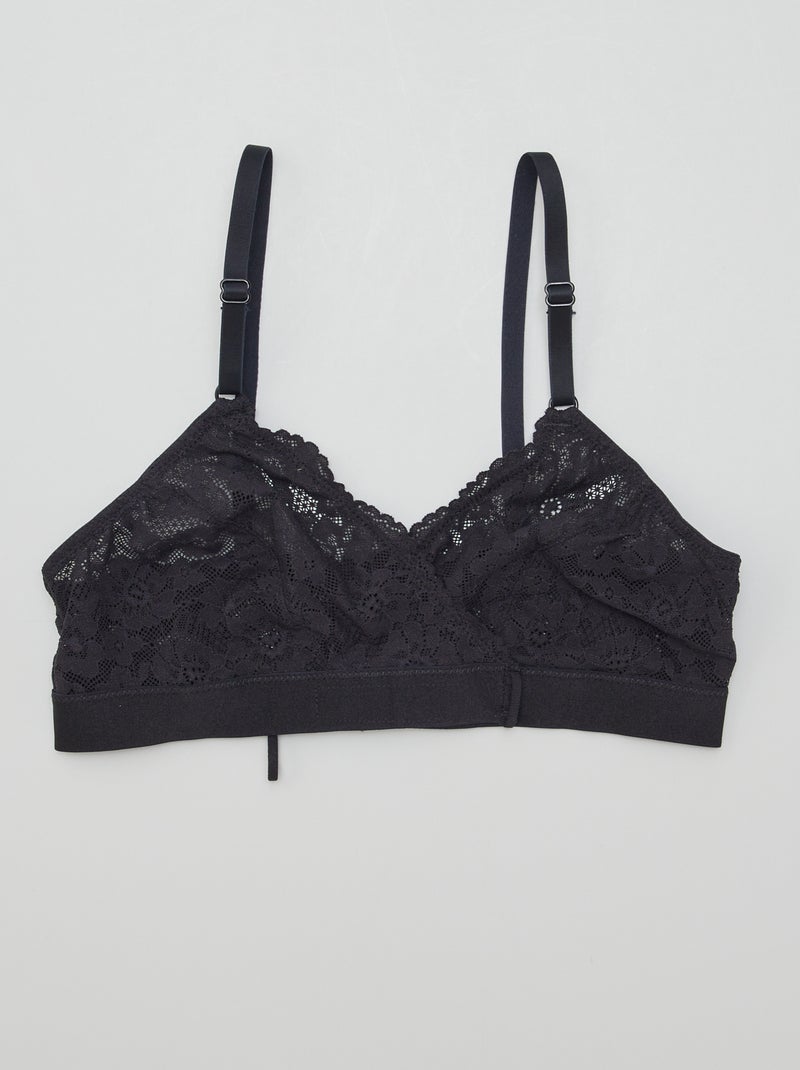 Brassière triangle en dentelle - So Easy noir - Kiabi