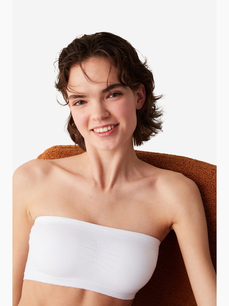 Brassière tricotée sans bretelles penti Blanc - Kiabi