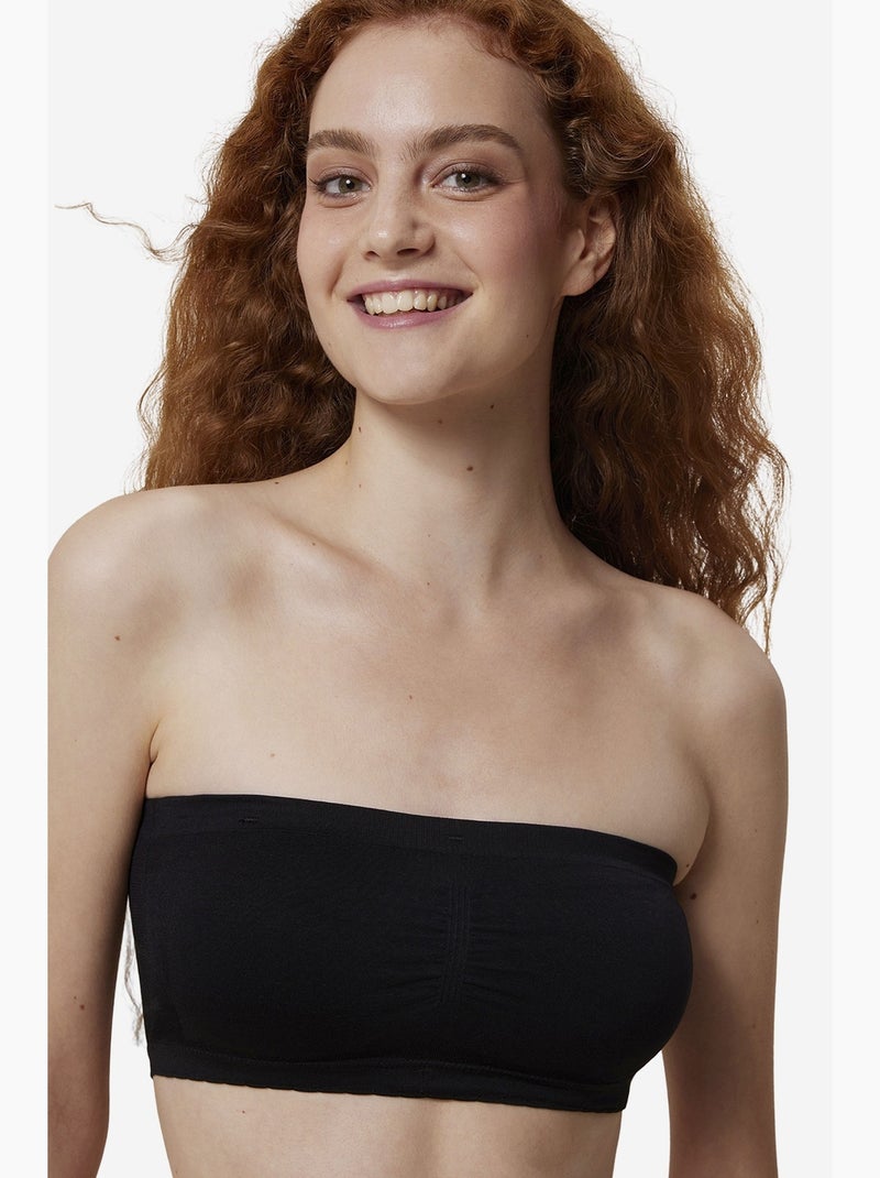 Brassière tricotée sans bretelles penti Noir - Kiabi