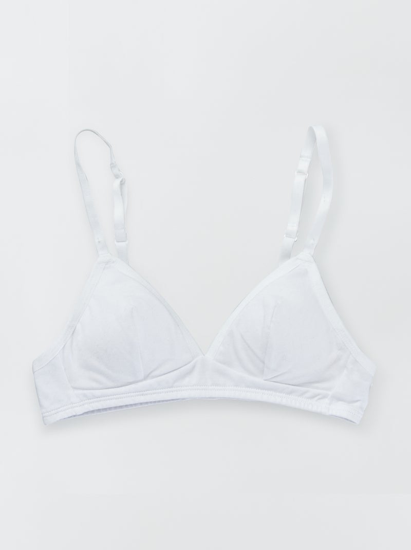 Brassière unie en coton blanc - Kiabi