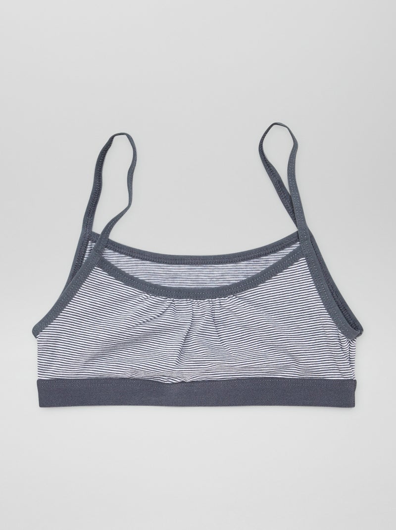 Brassières à fines bretelles en jersey - Lot de 2 Blanc/anthracite - Kiabi