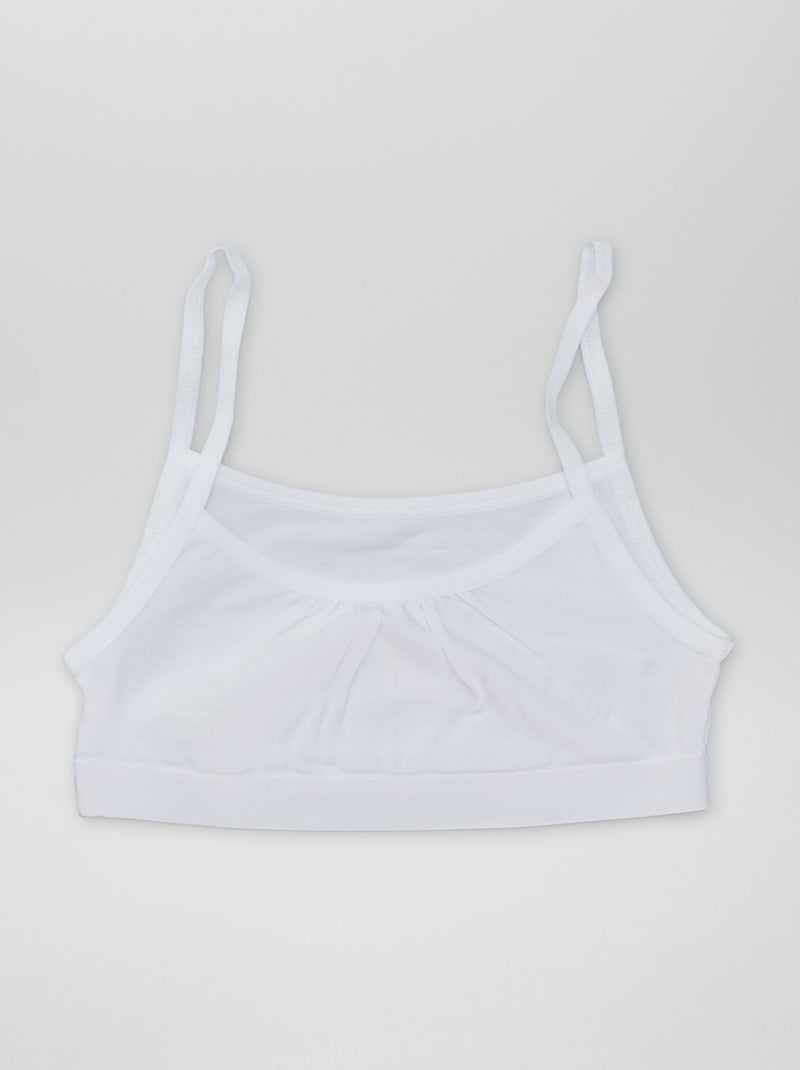 Brassières à fines bretelles en jersey - Lot de 2 Blanc/anthracite - Kiabi