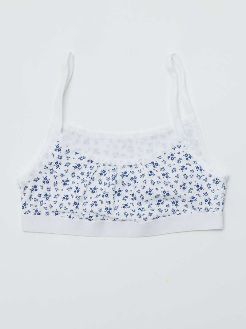 Brassières à fines bretelles en jersey - Lot de 2 Blanc/rose - Kiabi