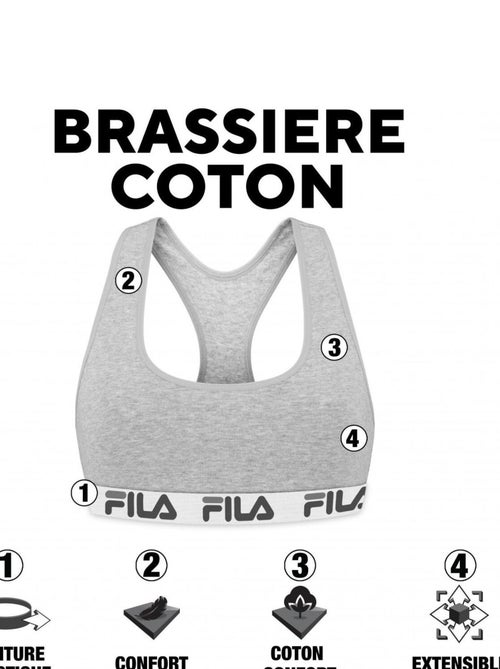 Brassières coton femme fu6042 uni fila - Kiabi