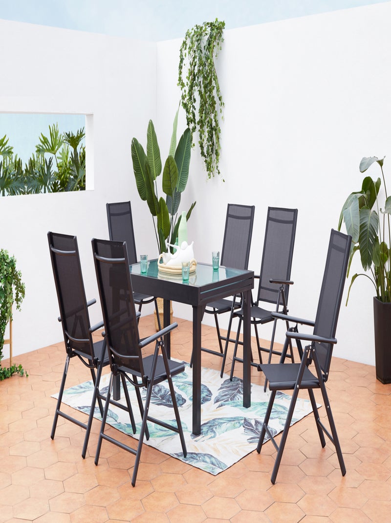 BRESCIA - Salon de jardin 6 places extensible en aluminium gris Gris - Kiabi