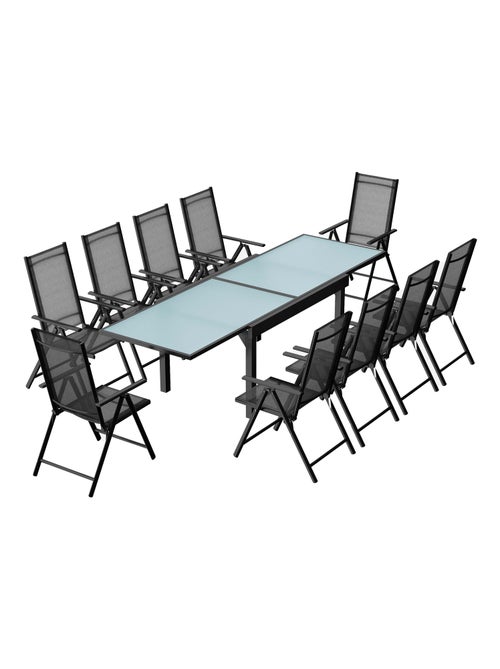 BRESCIA Table de jardin extensible 10 fauteuils en alu et toile PVC - Kiabi