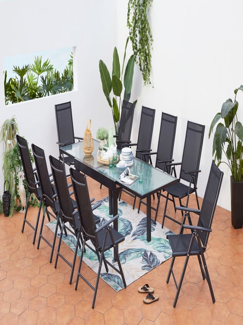 BRESCIA Table de jardin extensible 10 fauteuils en alu et toile PVC - Kiabi