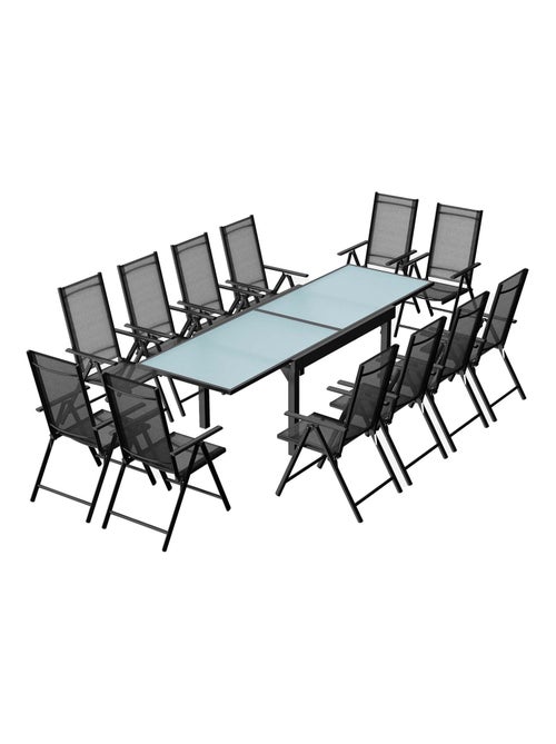 BRESCIA Table de jardin extensible 12 fauteuils en alu et toile PVC - Kiabi