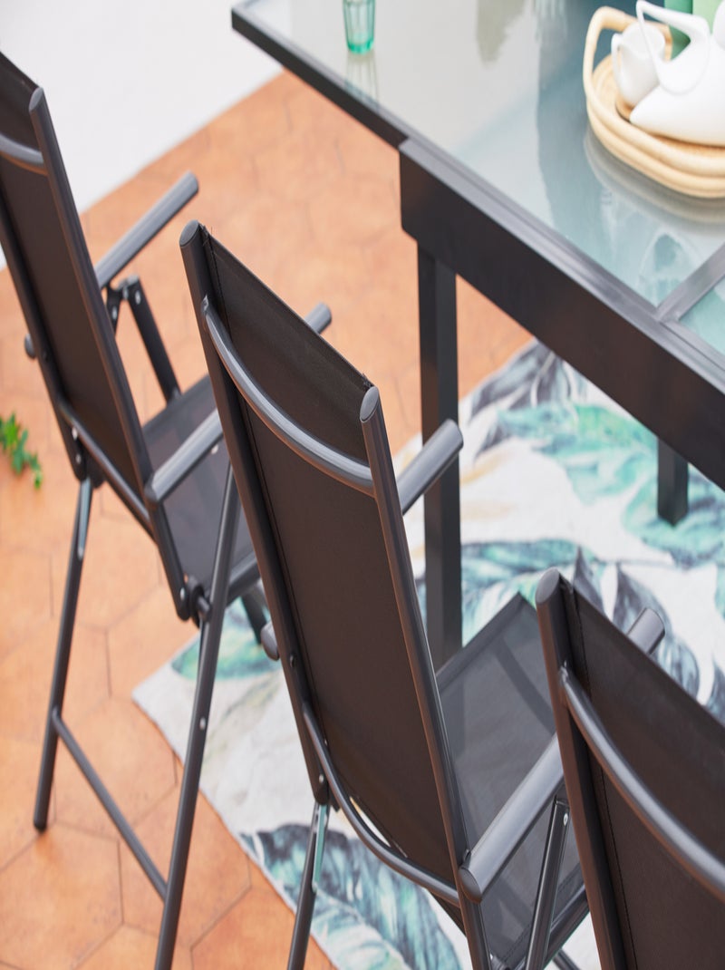 BRESCIA Table de jardin extensible 12 fauteuils en alu et toile PVC Gris - Kiabi