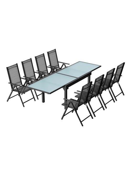 BRESCIA Table de jardin extensible et 8 fauteuils en alu et toile PVC - Kiabi