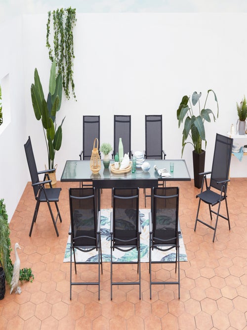 BRESCIA Table de jardin extensible et 8 fauteuils en alu et toile PVC - Kiabi