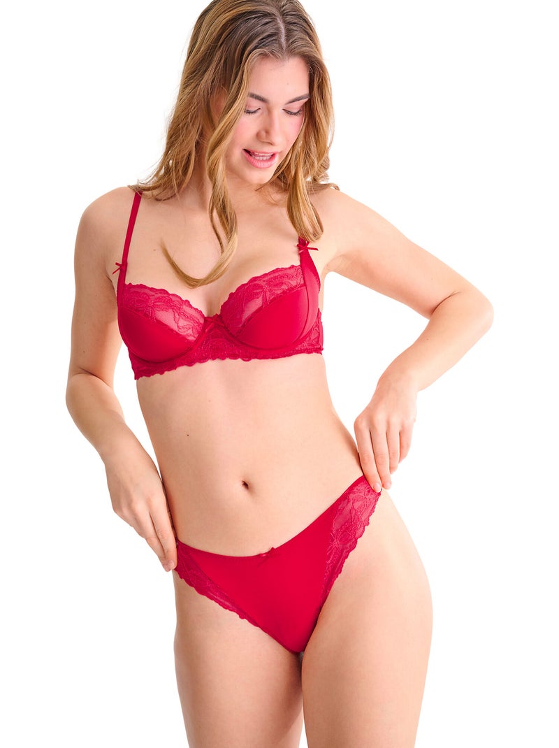 Brésilien échancré sugarlace Rouge - Kiabi