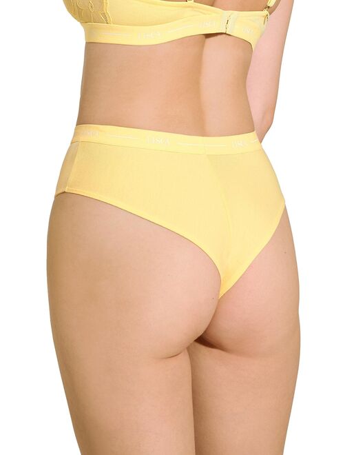 Tanga en dentelle taille haute - Jaune moutarde - Kiabi - 7.00€