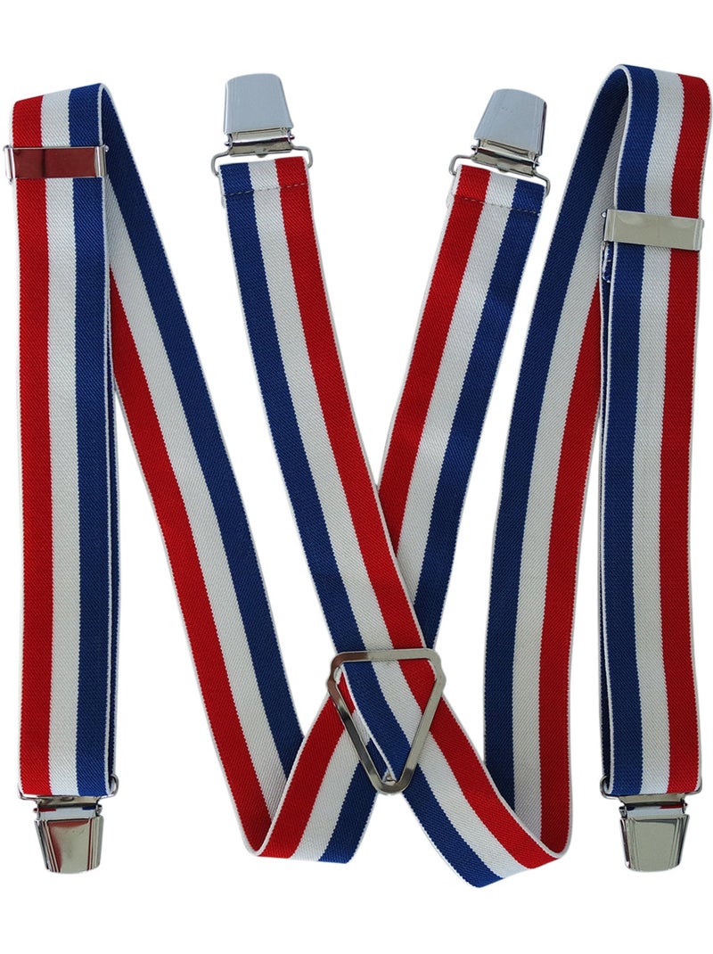 Bretelles France Bleu Blanc Rouge –Bretelles Élastiques Homme – Style Tricolore Rouge - Kiabi