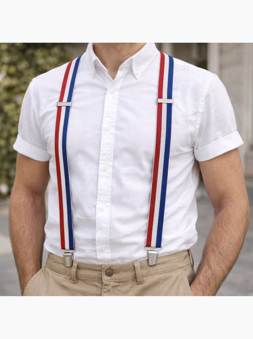 Bretelles France Bleu Blanc Rouge ?Bretelles ?lastiques Homme ? Style Tricolore - Kiabi Bretelles France Bleu Blanc Rouge ?Bretelles ?lastiques Homme ? Style Tricolore - Kiabi