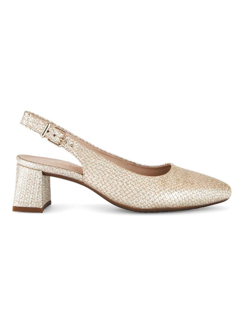 Brides Arrières  en cuir lisse Beige - Kiabi