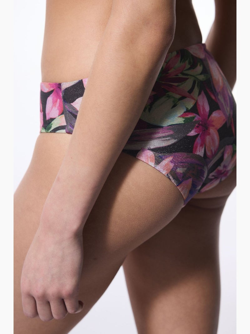 Briella bas de bikini à fleurs sur le côté avec boucle penti Noir - Kiabi