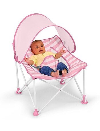 Bright stars transat bébé pliable rose pop 'n chill, pare soleil spf +50 et sac de transport inclus