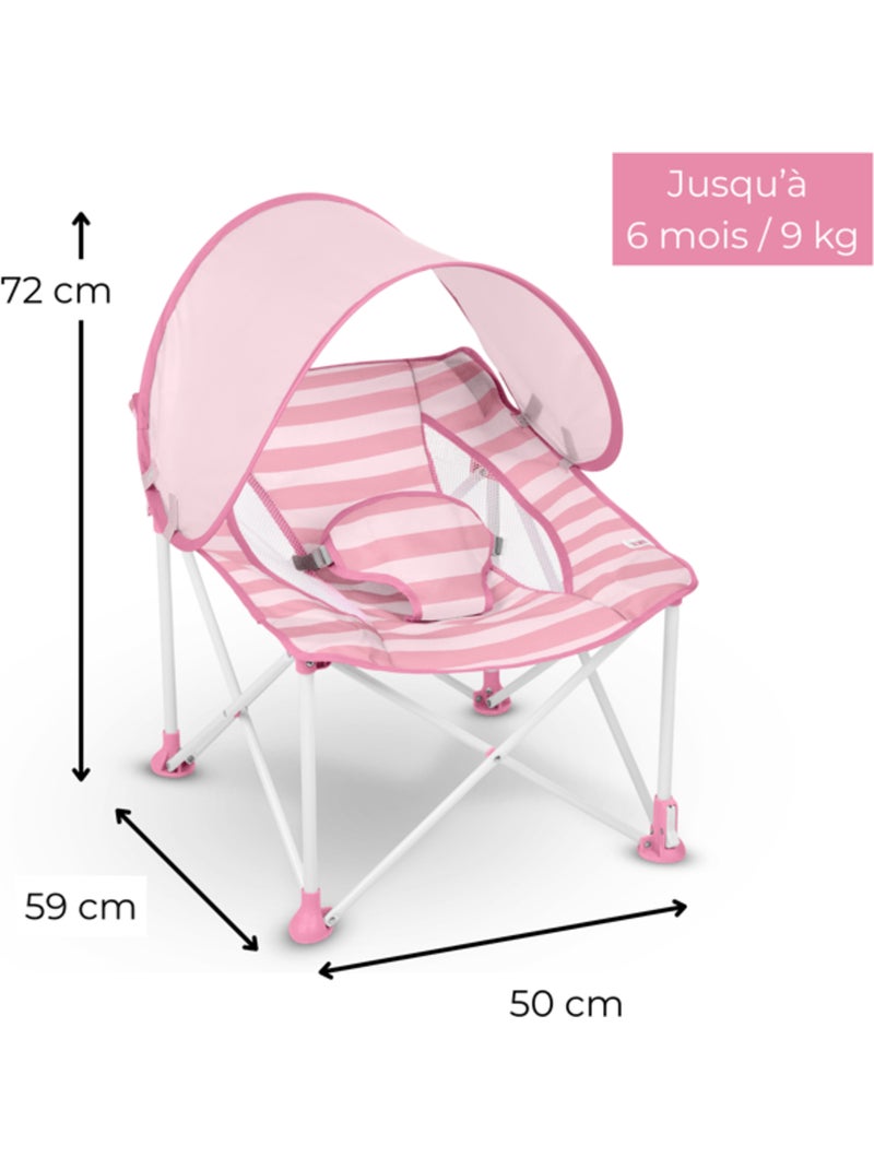 Bright stars transat bébé pliable rose pop 'n chill, pare soleil spf +50 et sac de transport inclus Rose - Kiabi