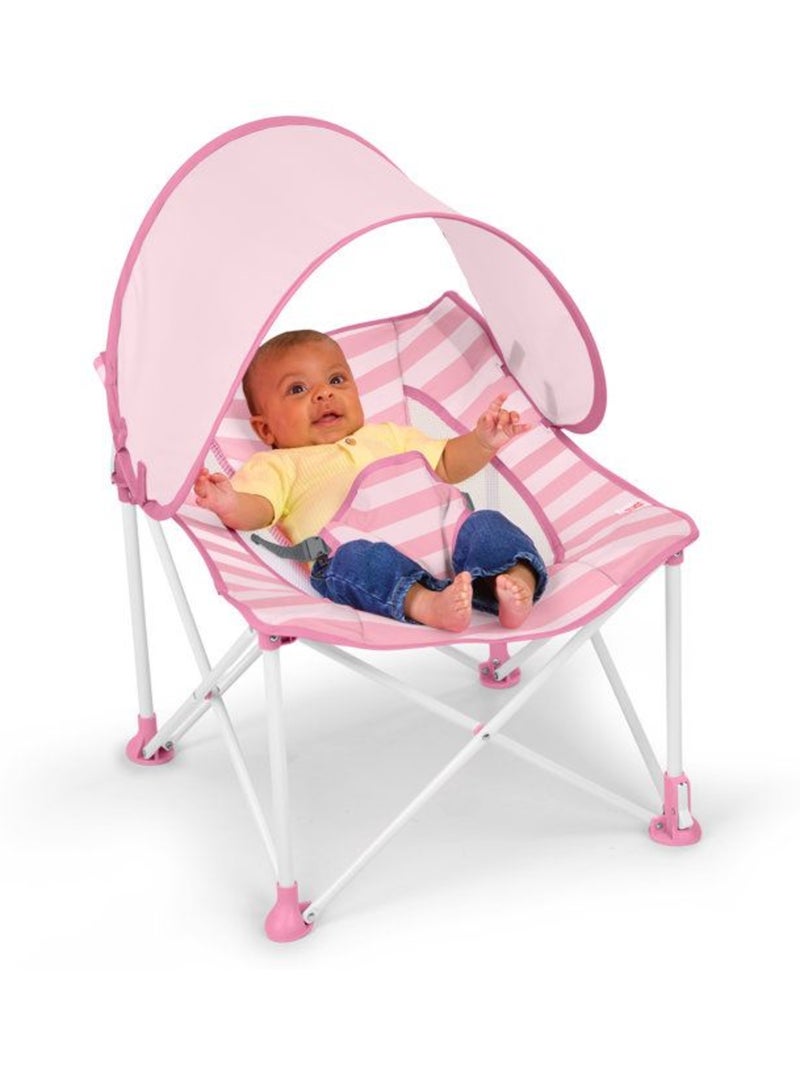Bright stars transat bébé pliable rose pop 'n chill, pare soleil spf +50 et sac de transport inclus Rose - Kiabi